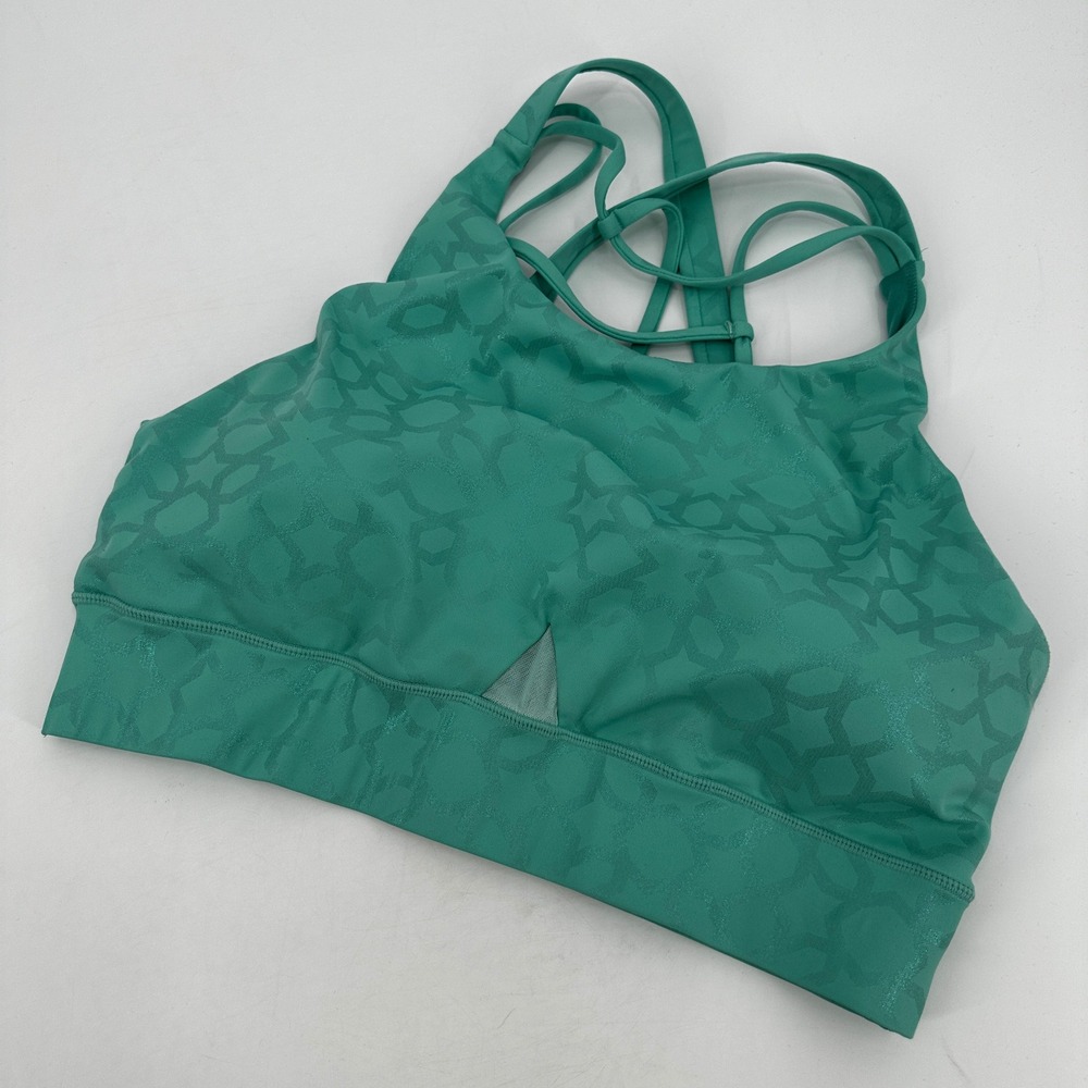 Crowned Athletics Teal Geometric Shimmer High Neck Strappy Sports Bra XXL Disney